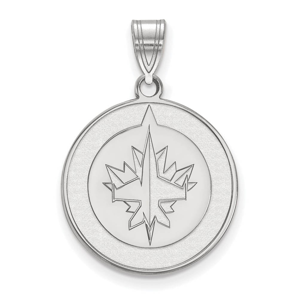 Sterling Silver NHL Winnipeg Jets Large Disc Pendant, Item P30368 by The Black Bow Jewelry Co.
