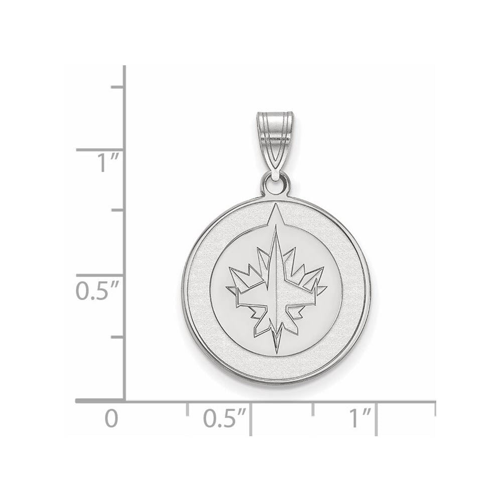 Alternate view of the Sterling Silver NHL Winnipeg Jets Large Disc Pendant by The Black Bow Jewelry Co.