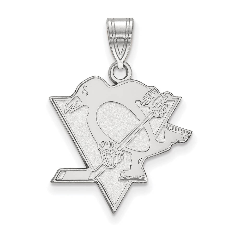 Sterling Silver NHL Pittsburgh Penguins Large Pendant, Item P30373 by The Black Bow Jewelry Co.