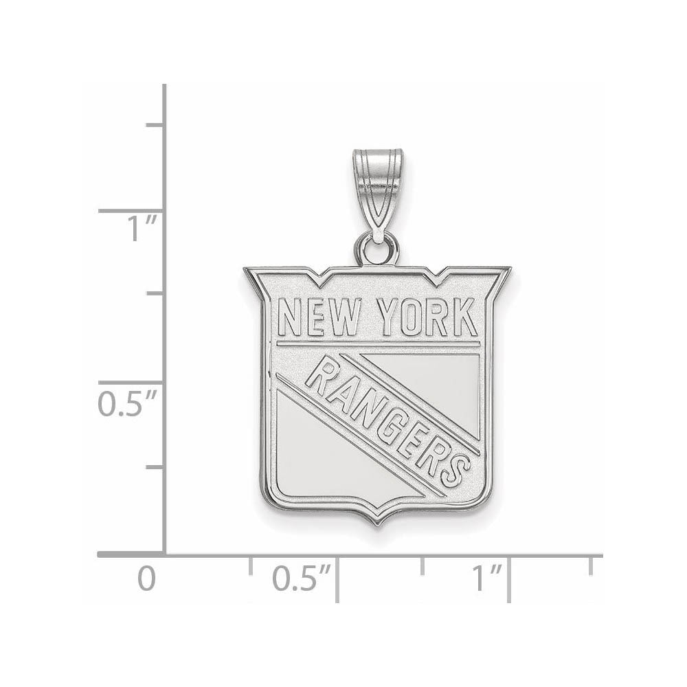 Alternate view of the Sterling Silver NHL New York Rangers Large Pendant by The Black Bow Jewelry Co.