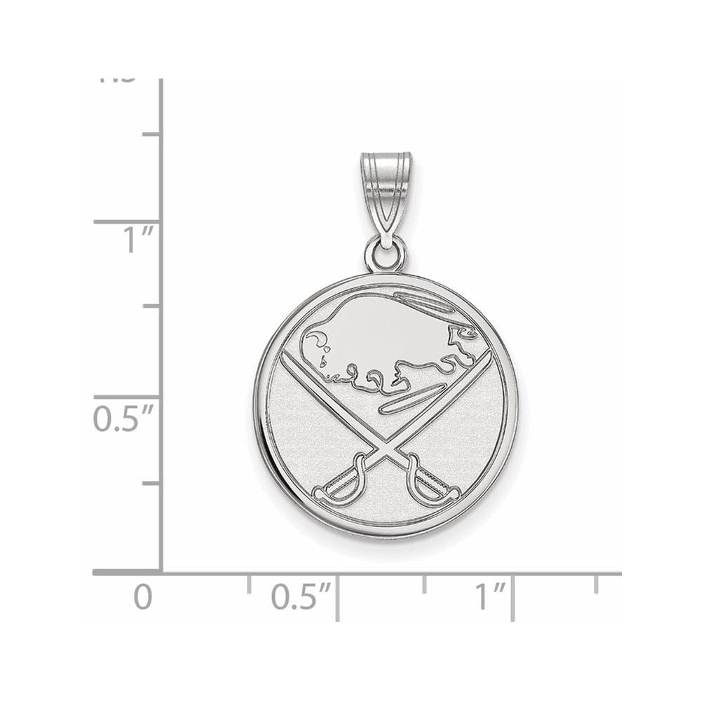 Alternate view of the Sterling Silver NHL Buffalo Sabres Large Disc Pendant by The Black Bow Jewelry Co.