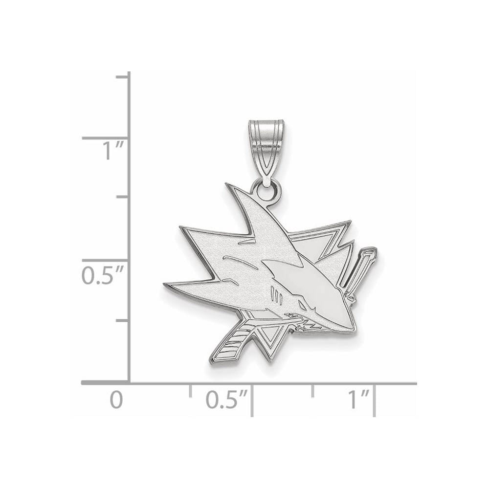 Alternate view of the Sterling Silver NHL San Jose Sharks Large Pendant by The Black Bow Jewelry Co.