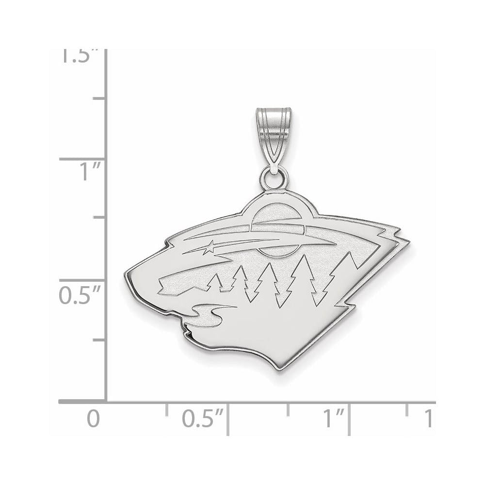 Alternate view of the Sterling Silver NHL Minnesota Wild Large Pendant by The Black Bow Jewelry Co.