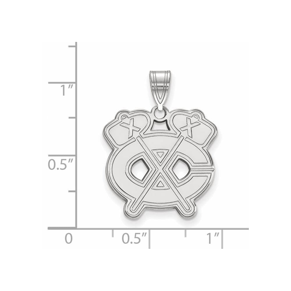 Alternate view of the Sterling Silver NHL Chicago Blackhawks Large Pendant by The Black Bow Jewelry Co.