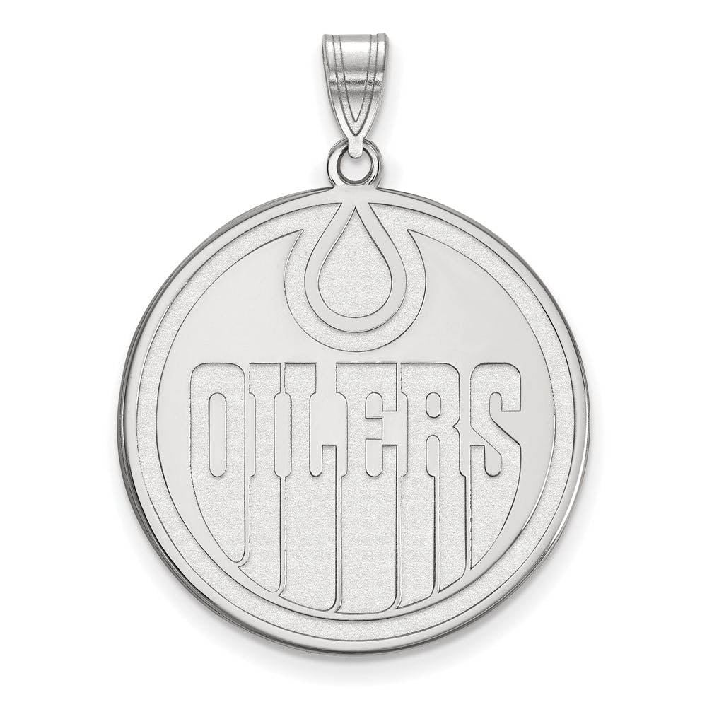 Sterling Silver NHL Edmonton Oilers XL Disc Pendant, Item P30389 by The Black Bow Jewelry Co.