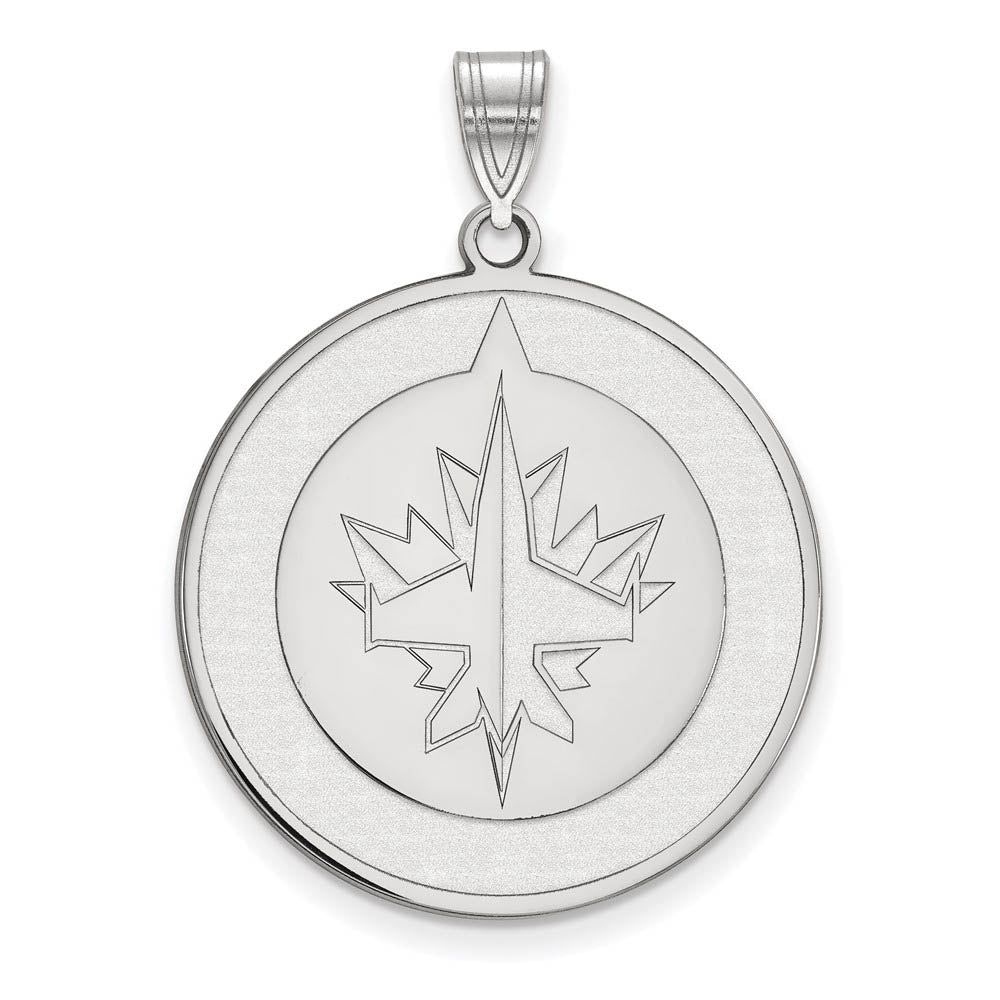 Sterling Silver NHL Winnipeg Jets XL Disc Pendant, Item P30392 by The Black Bow Jewelry Co.
