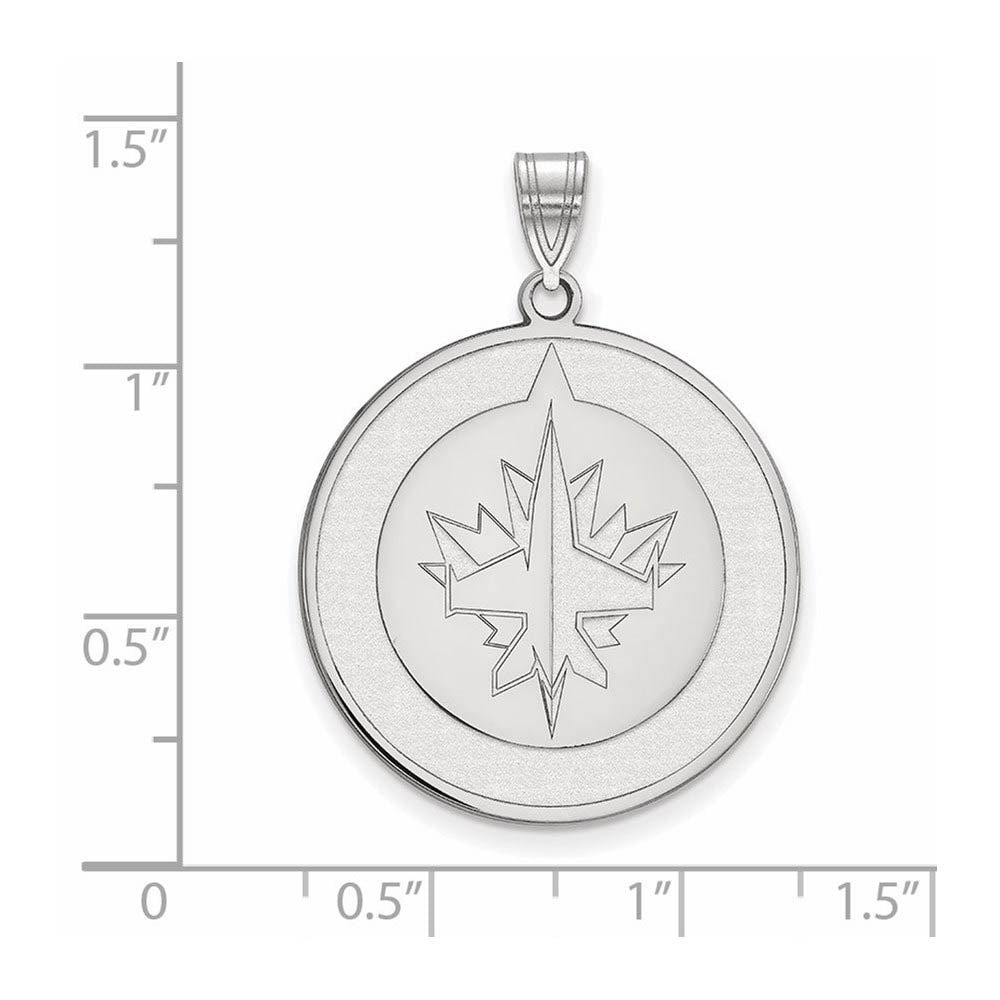 Alternate view of the Sterling Silver NHL Winnipeg Jets XL Disc Pendant by The Black Bow Jewelry Co.