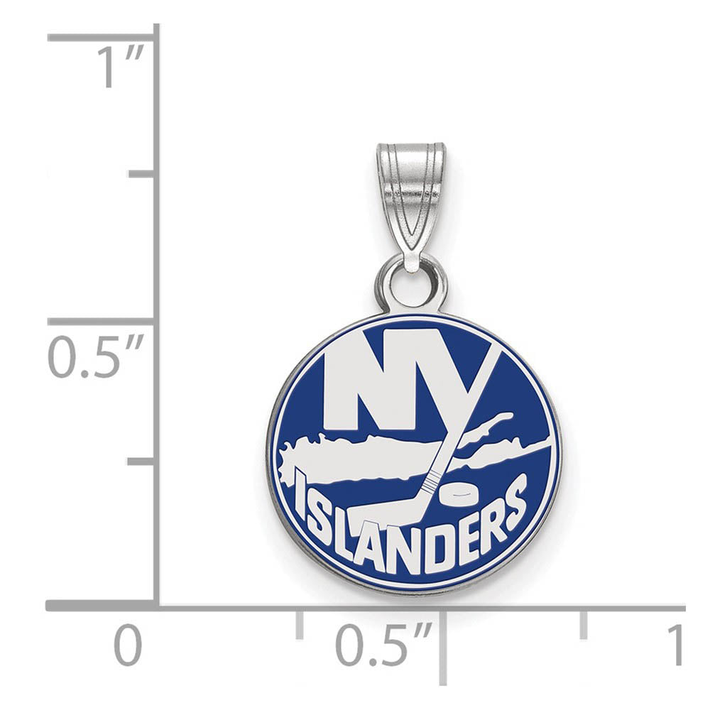 Alternate view of the Sterling Silver NHL New York Islanders SM Enamel Disc Pendant by The Black Bow Jewelry Co.