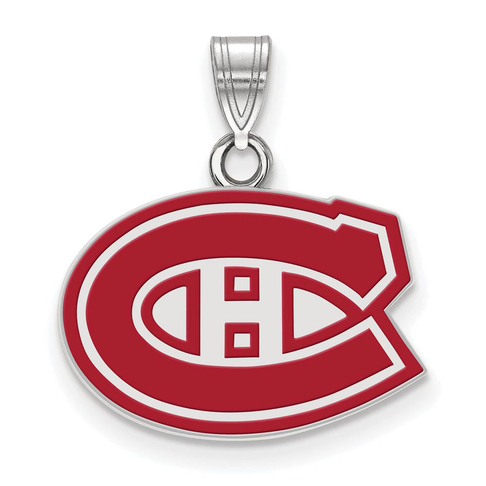 Sterling Silver NHL Montreal Canadiens SM Enamel Pendant, Item P30398 by The Black Bow Jewelry Co.