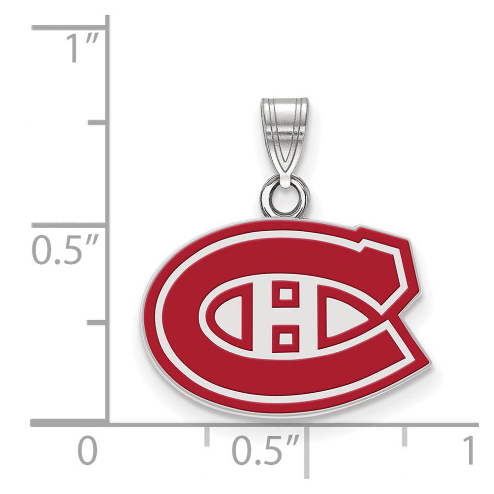 Alternate view of the Sterling Silver NHL Montreal Canadiens SM Enamel Pendant by The Black Bow Jewelry Co.