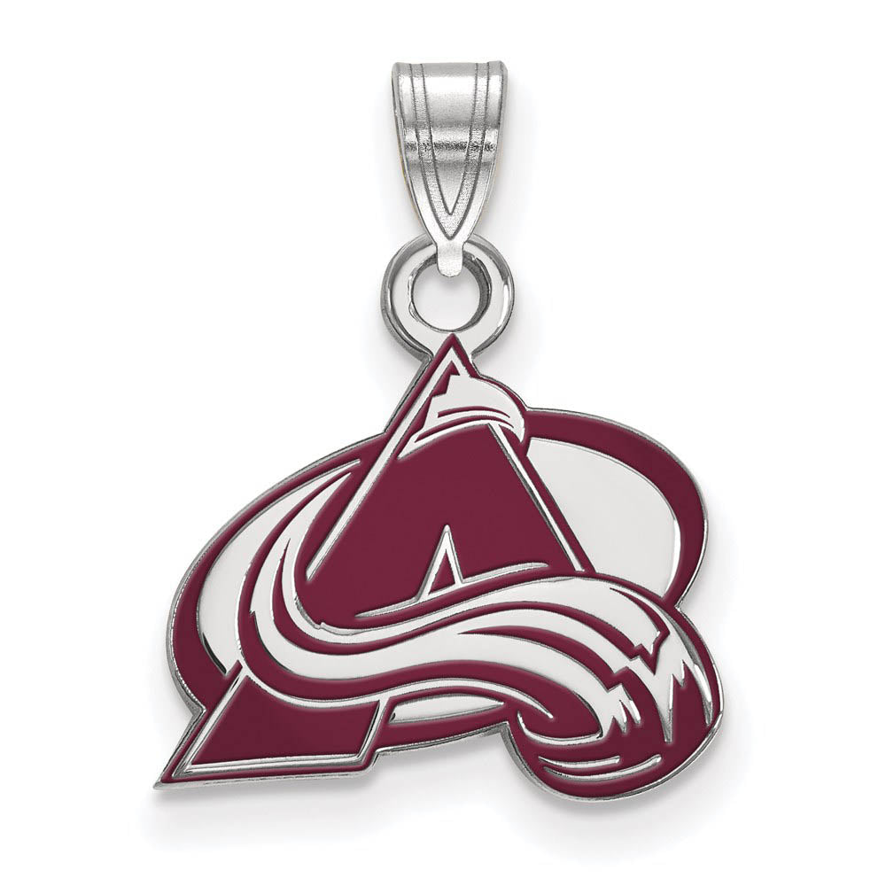 Sterling Silver NHL Colorado Avalanche SM Enamel Pendant, Item P30399 by The Black Bow Jewelry Co.