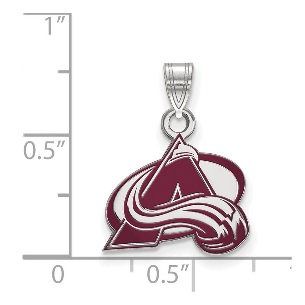 Alternate view of the Sterling Silver NHL Colorado Avalanche SM Enamel Pendant by The Black Bow Jewelry Co.