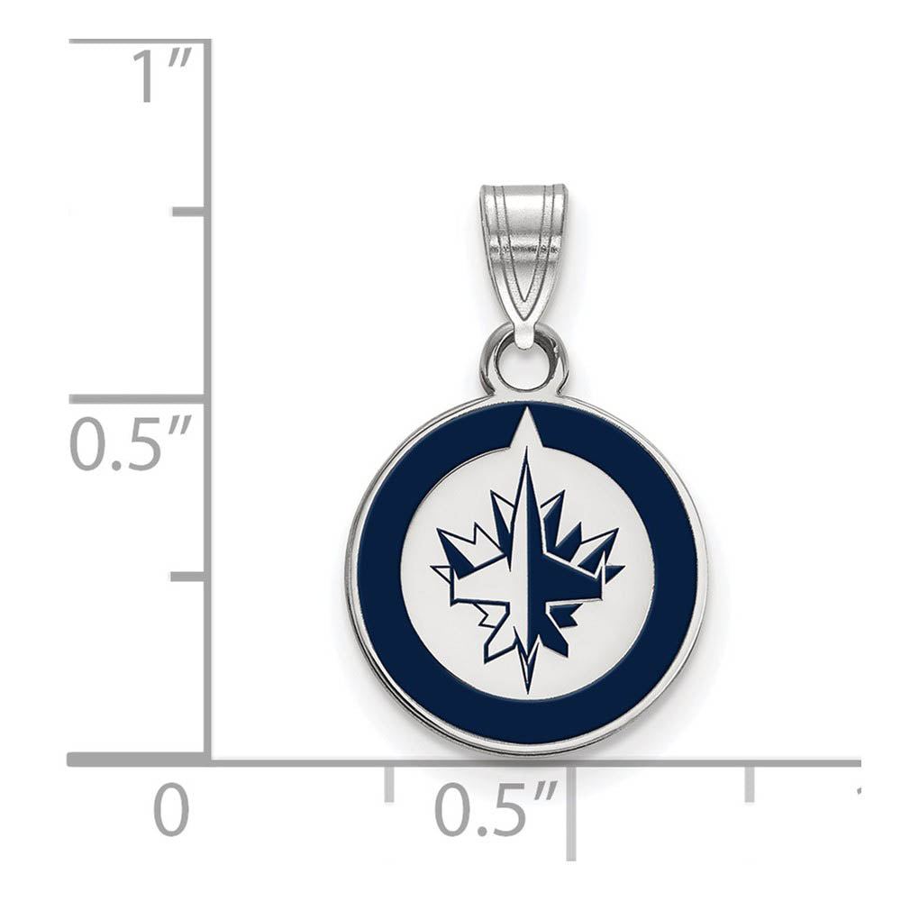 Alternate view of the Sterling Silver NHL Winnipeg Jets SM Enamel Disc Pendant by The Black Bow Jewelry Co.
