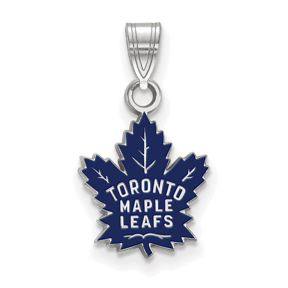 Sterling Silver NHL Toronto Maple Leafs SM Enamel Pendant, Item P30402 by The Black Bow Jewelry Co.
