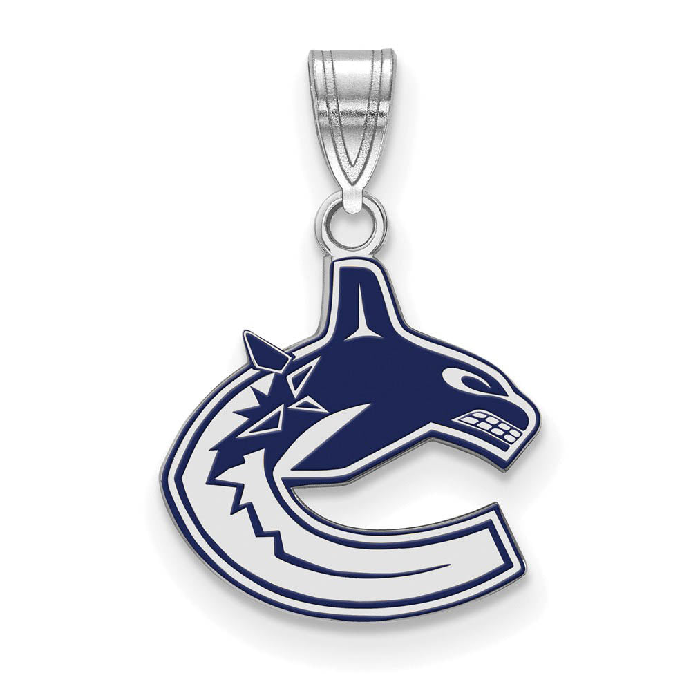 Sterling Silver NHL Vancouver Canucks SM Enamel Pendant, Item P30404 by The Black Bow Jewelry Co.
