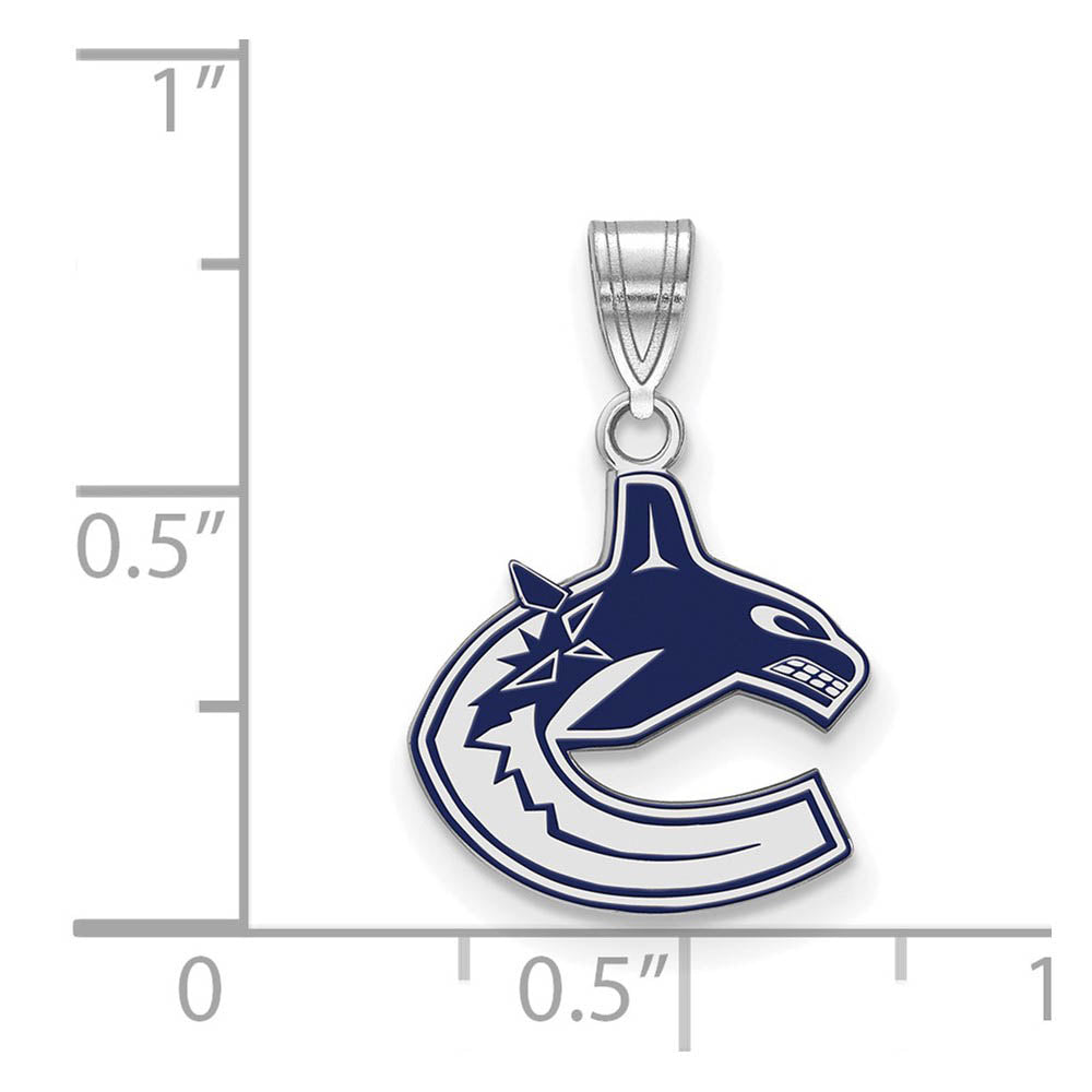 Alternate view of the Sterling Silver NHL Vancouver Canucks SM Enamel Pendant by The Black Bow Jewelry Co.