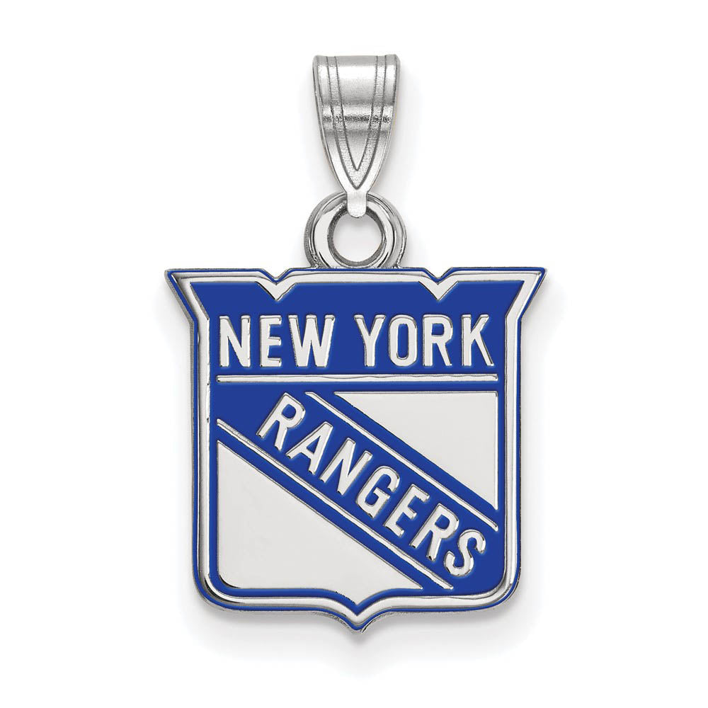 Sterling Silver NHL New York Rangers SM Enamel Pendant, Item P30408 by The Black Bow Jewelry Co.