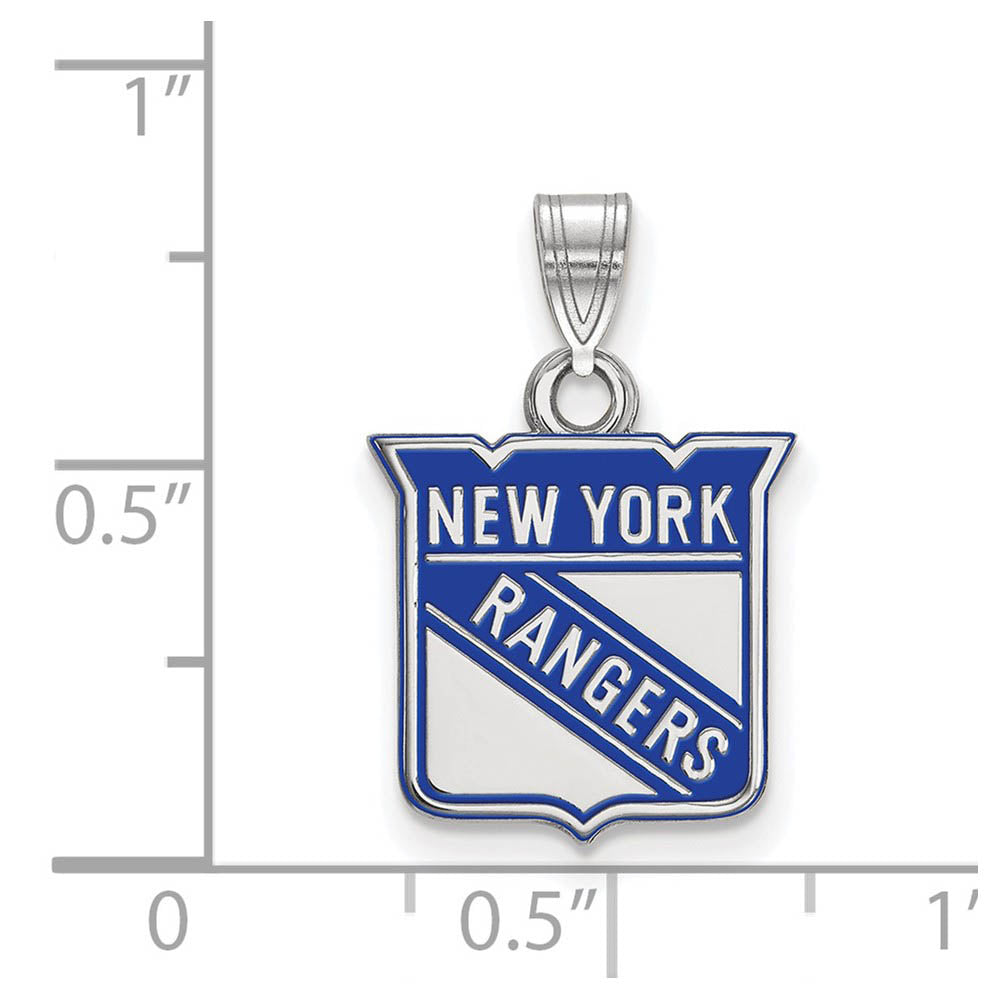 Alternate view of the Sterling Silver NHL New York Rangers SM Enamel Pendant by The Black Bow Jewelry Co.