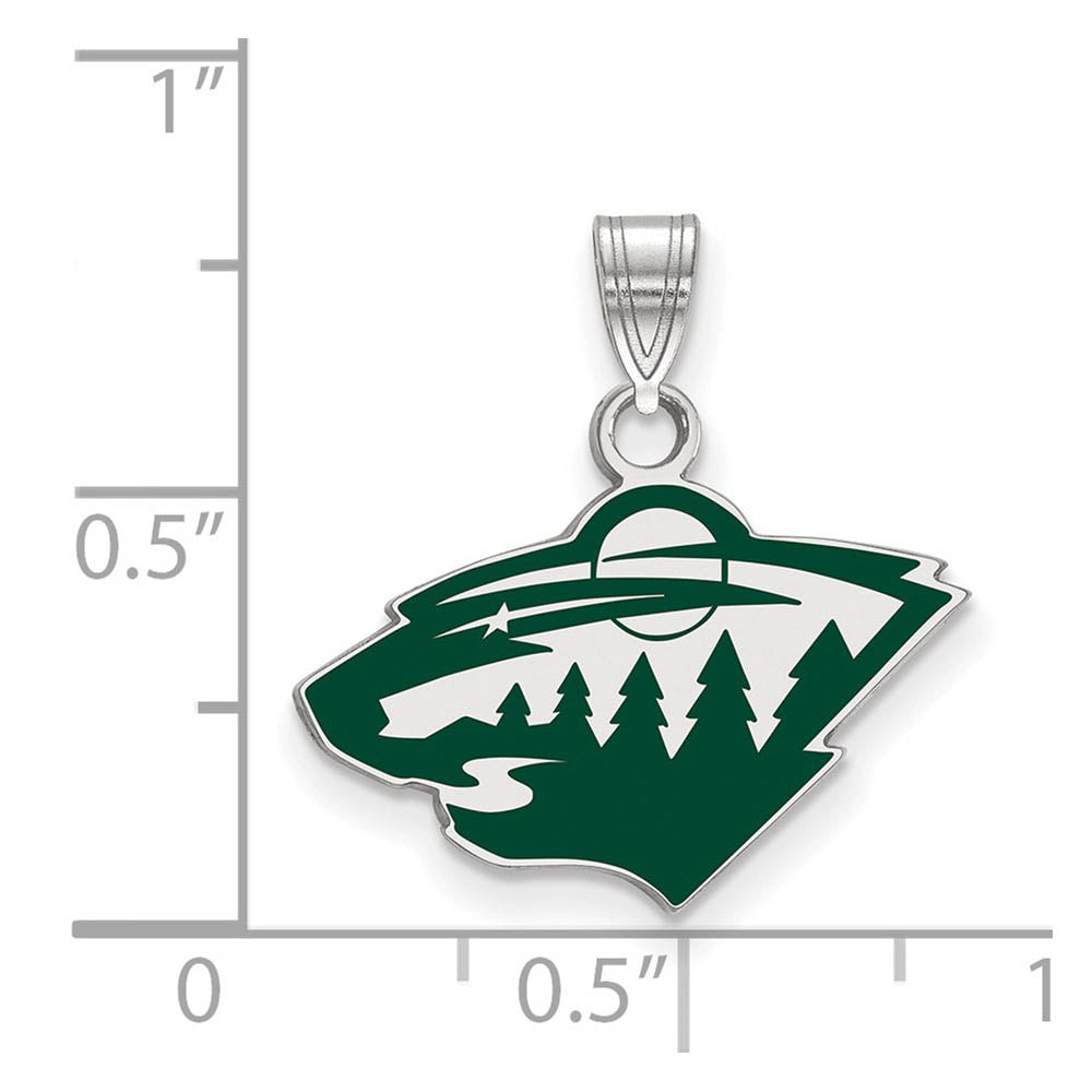 Alternate view of the Sterling Silver NHL Minnesota Wild SM Enamel Pendant by The Black Bow Jewelry Co.