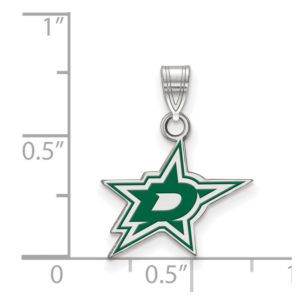 Alternate view of the Sterling Silver NHL Dallas Stars SM Enamel Pendant by The Black Bow Jewelry Co.