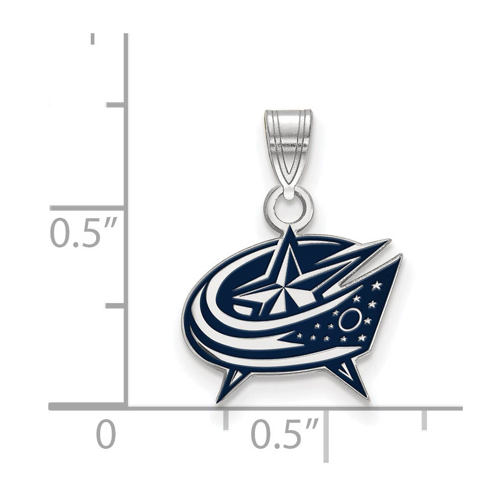 Alternate view of the Sterling Silver NHL Columbus Blue Jackets SM Enamel Pendant by The Black Bow Jewelry Co.