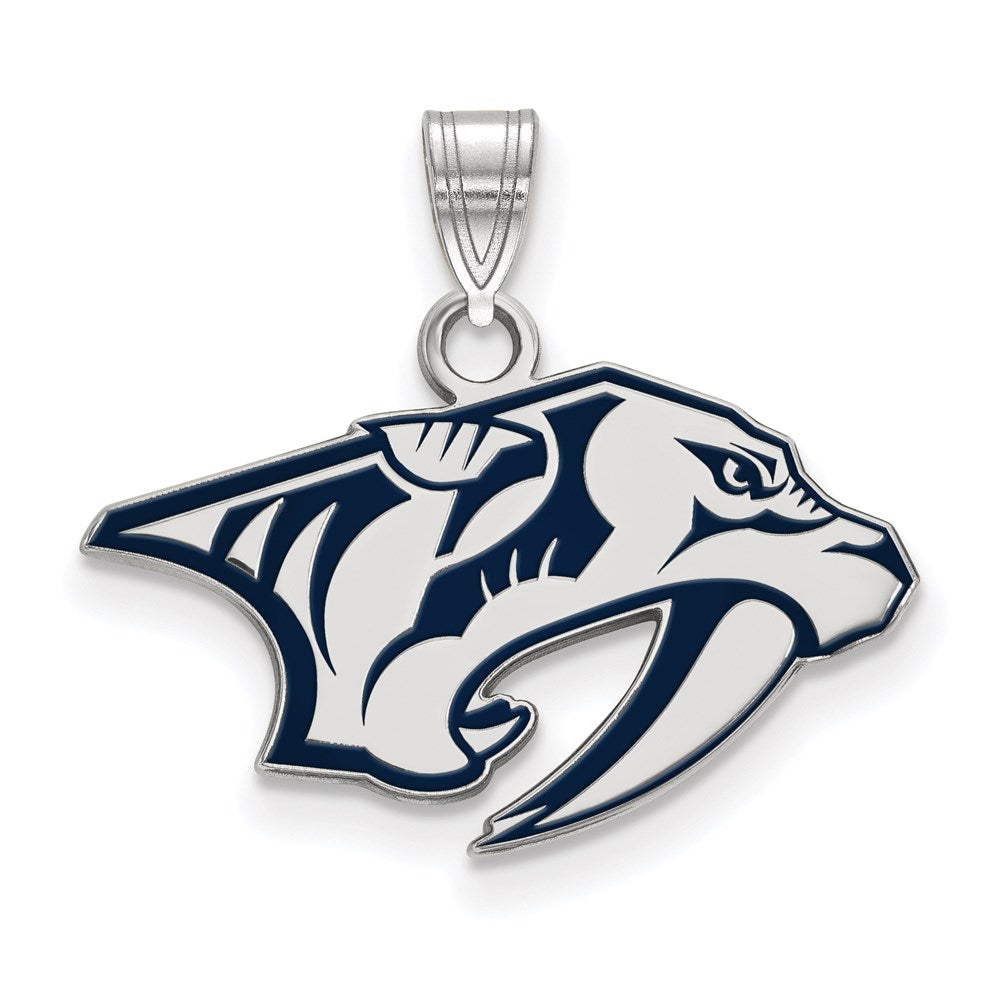 Sterling Silver NHL Nashville Predators SM Enamel Pendant, Item P30416 by The Black Bow Jewelry Co.