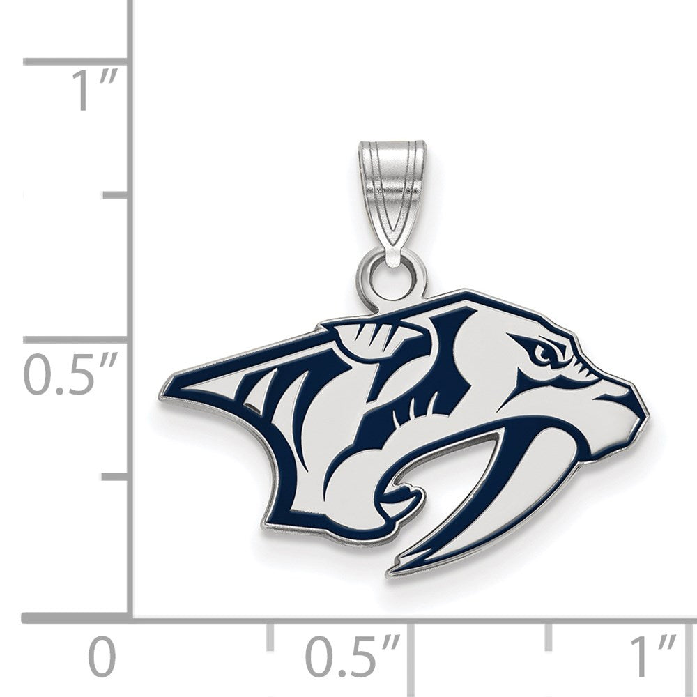 Alternate view of the Sterling Silver NHL Nashville Predators SM Enamel Pendant by The Black Bow Jewelry Co.