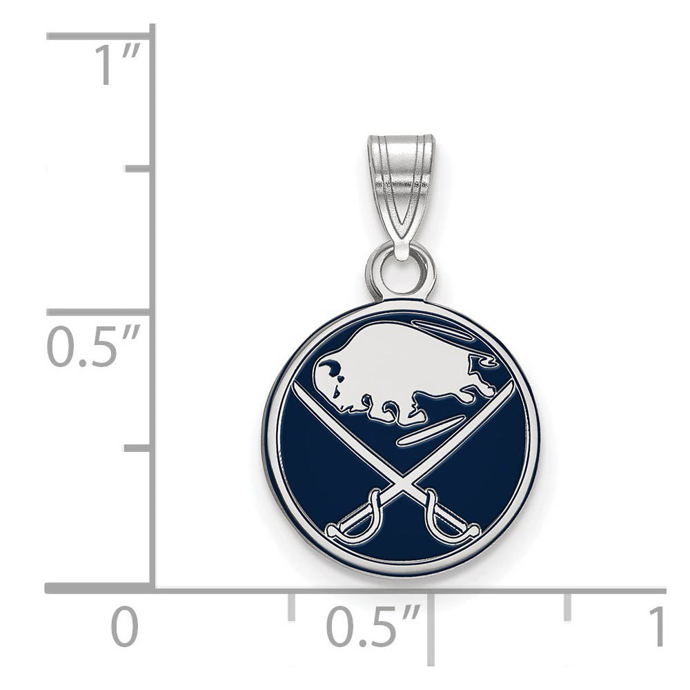 Alternate view of the Sterling Silver NHL Buffalo Sabres SM Enamel Disc Pendant by The Black Bow Jewelry Co.