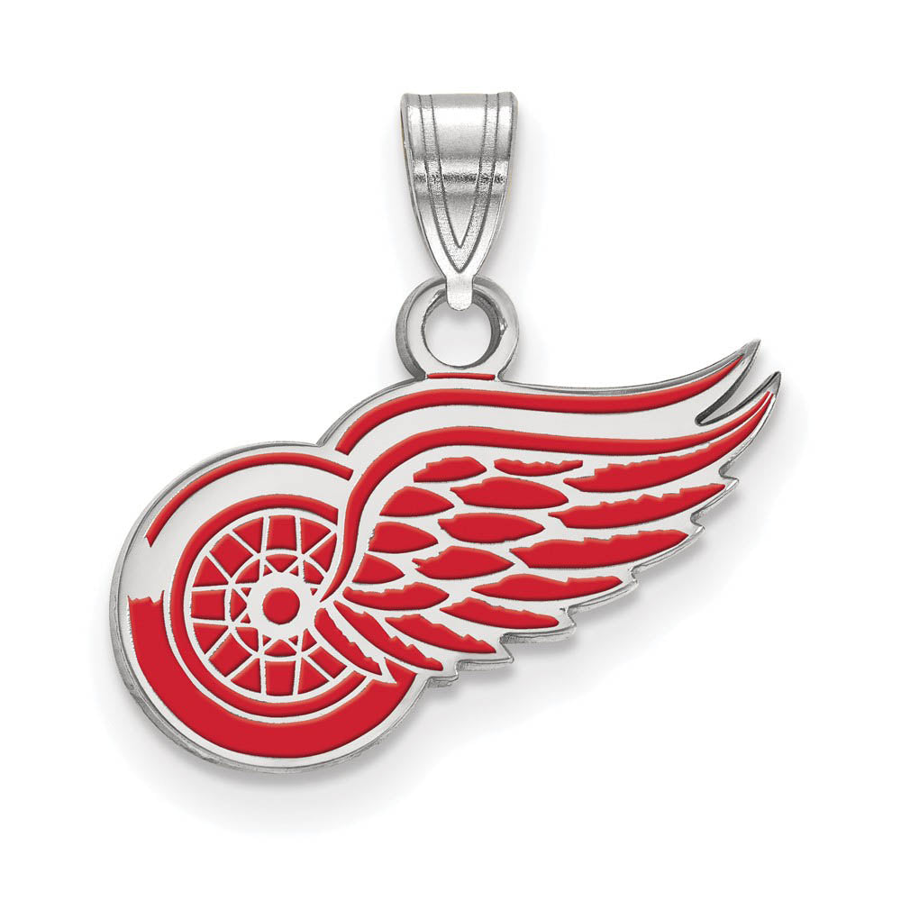 Sterling Silver NHL Detroit Red Wings SM Enamel Pendant, Item P30425 by The Black Bow Jewelry Co.