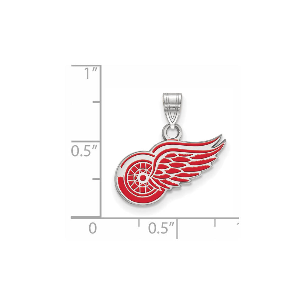Alternate view of the Sterling Silver NHL Detroit Red Wings SM Enamel Pendant by The Black Bow Jewelry Co.