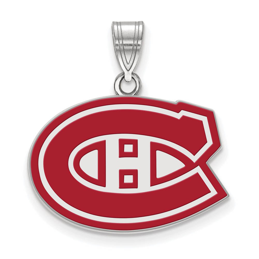 Sterling Silver NHL Montreal Canadiens MD Enamel Pendant, Item P30426 by The Black Bow Jewelry Co.