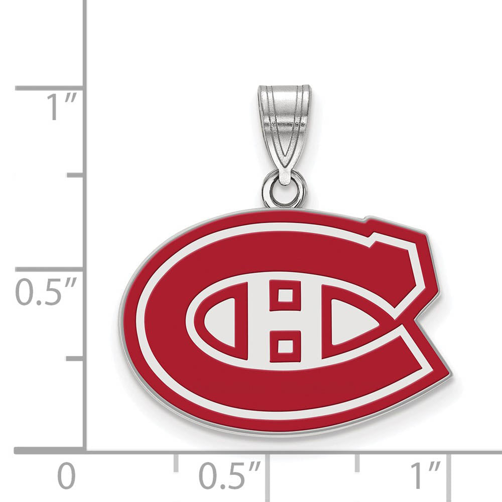 Alternate view of the Sterling Silver NHL Montreal Canadiens MD Enamel Pendant by The Black Bow Jewelry Co.