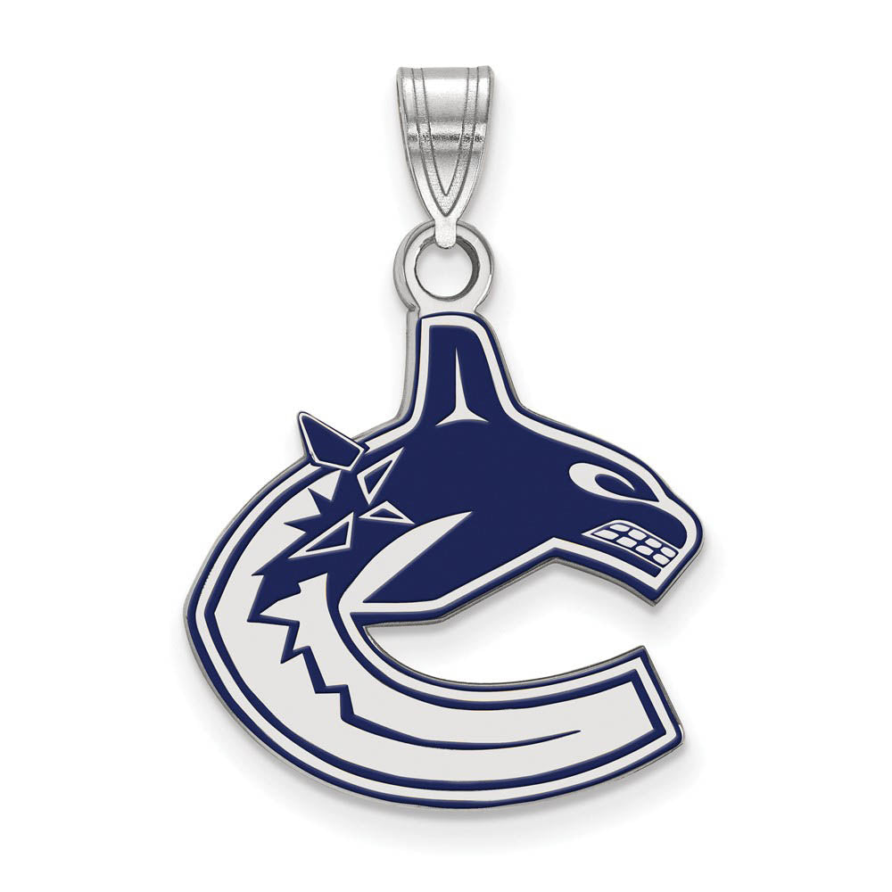 Sterling Silver NHL Vancouver Canucks LG Enamel Pendant, Item P30428 by The Black Bow Jewelry Co.