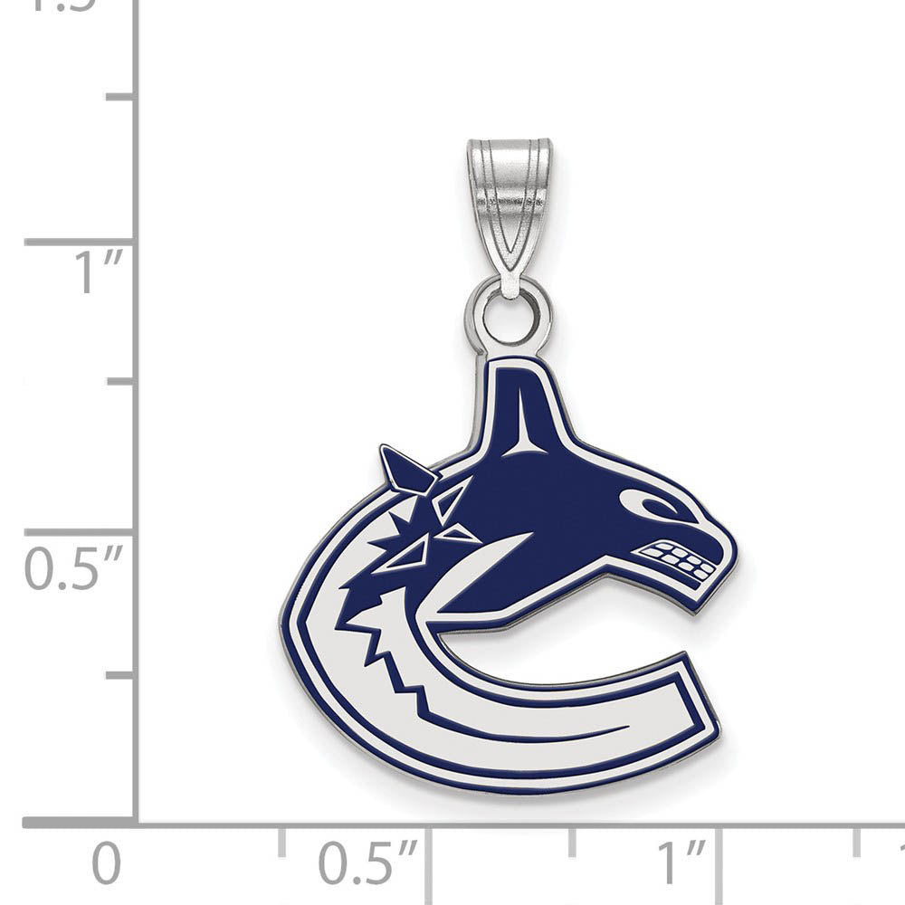 Alternate view of the Sterling Silver NHL Vancouver Canucks LG Enamel Pendant by The Black Bow Jewelry Co.