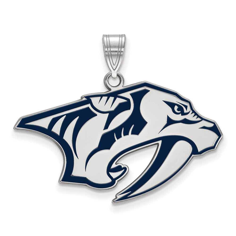 Sterling Silver NHL Nashville Predators LG Enamel Pendant, Item P30430 by The Black Bow Jewelry Co.
