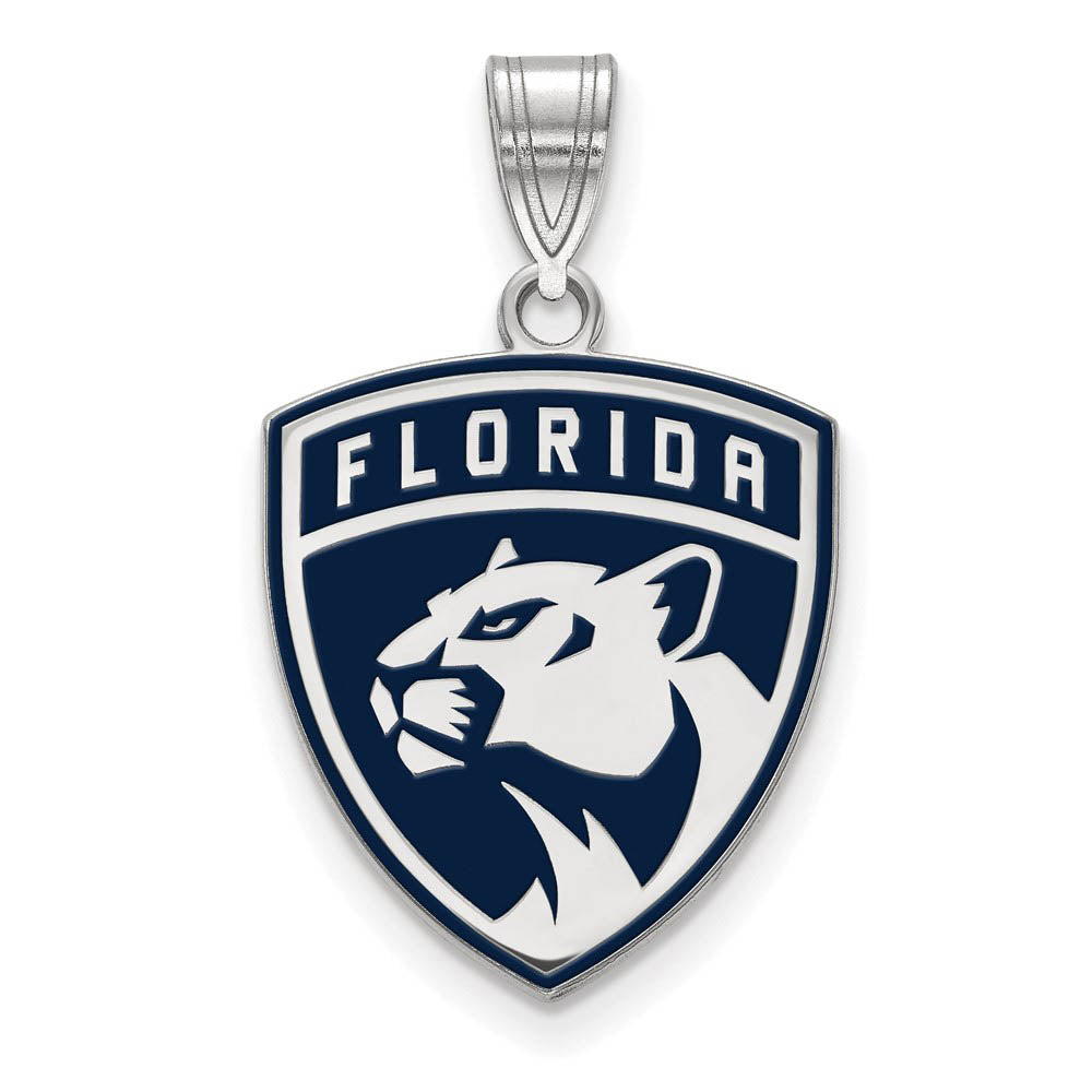 Sterling Silver NHL Florida Panthers LG Enamel Pendant, Item P30431 by The Black Bow Jewelry Co.