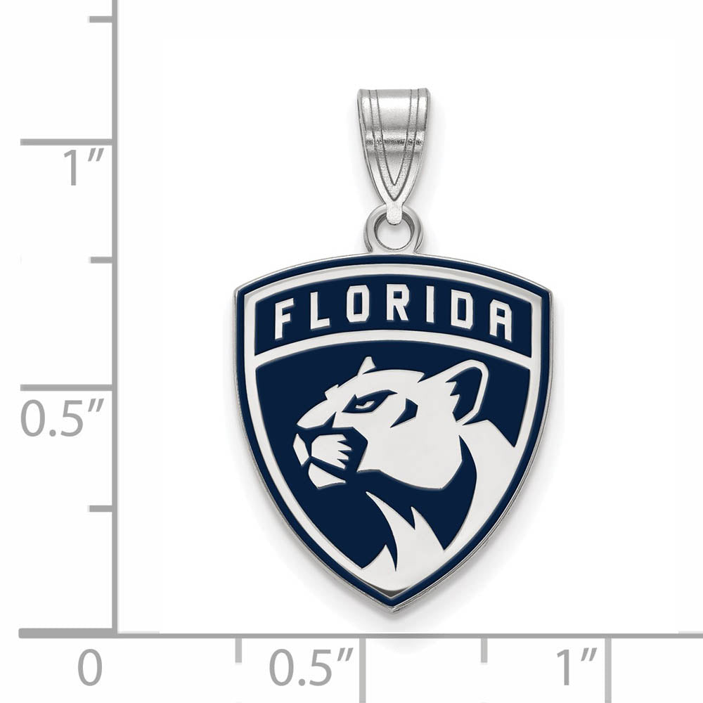 Alternate view of the Sterling Silver NHL Florida Panthers LG Enamel Pendant by The Black Bow Jewelry Co.