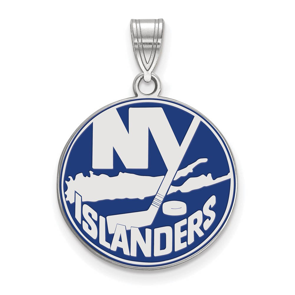Sterling Silver NHL New York Islanders LG Enamel Disc Pendant, Item P30433 by The Black Bow Jewelry Co.
