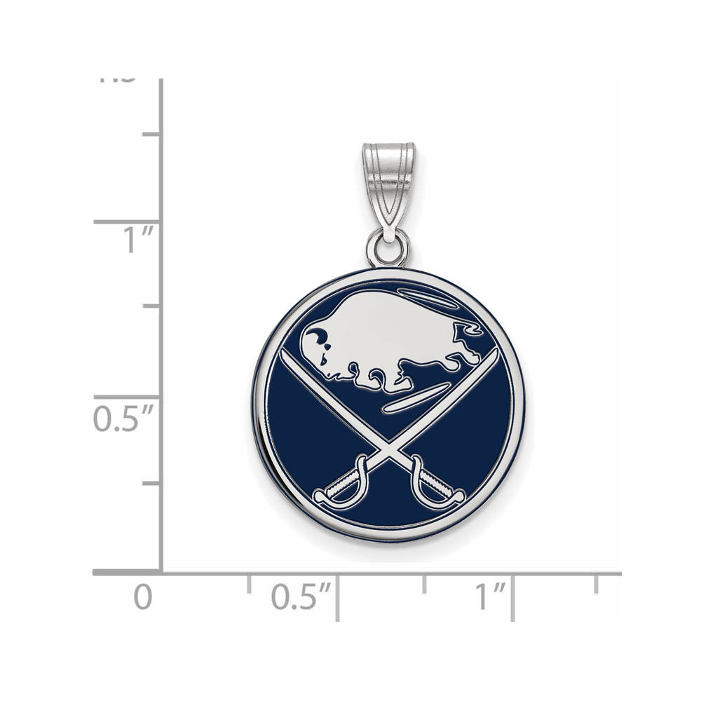 Alternate view of the Sterling Silver NHL Buffalo Sabres LG Enamel Disc Pendant by The Black Bow Jewelry Co.