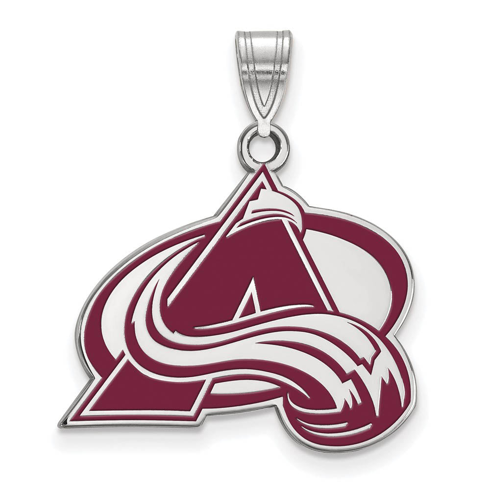 Sterling Silver NHL Colorado Avalanche LG Enamel Pendant, Item P30436 by The Black Bow Jewelry Co.