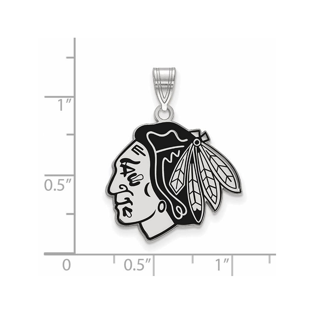 Alternate view of the Sterling Silver NHL Chicago Blackhawks LG Enamel Pendant by The Black Bow Jewelry Co.