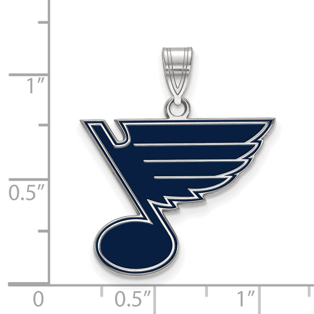 Alternate view of the Sterling Silver NHL St. Louis Blues LG Enamel Pendant by The Black Bow Jewelry Co.