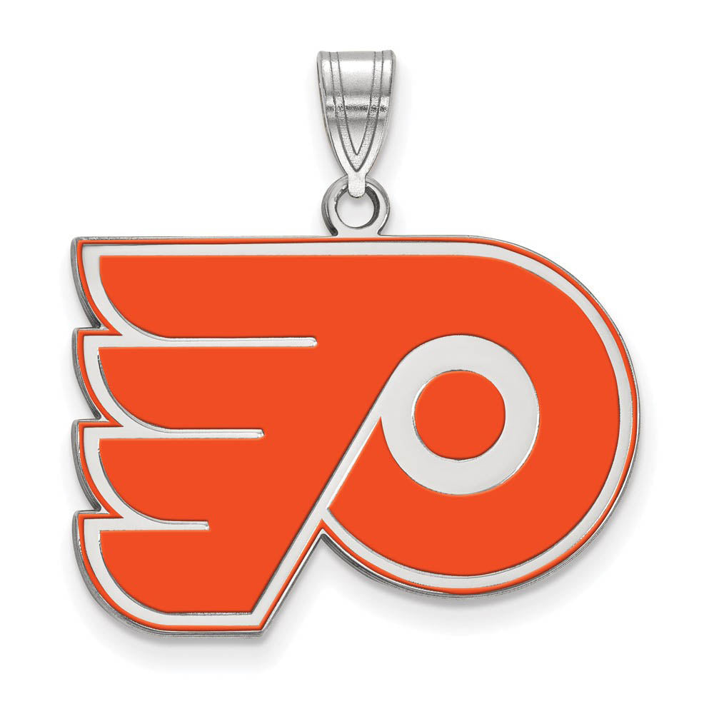 Sterling Silver NHL Philadelphia Flyers LG Enamel Pendant, Item P30444 by The Black Bow Jewelry Co.