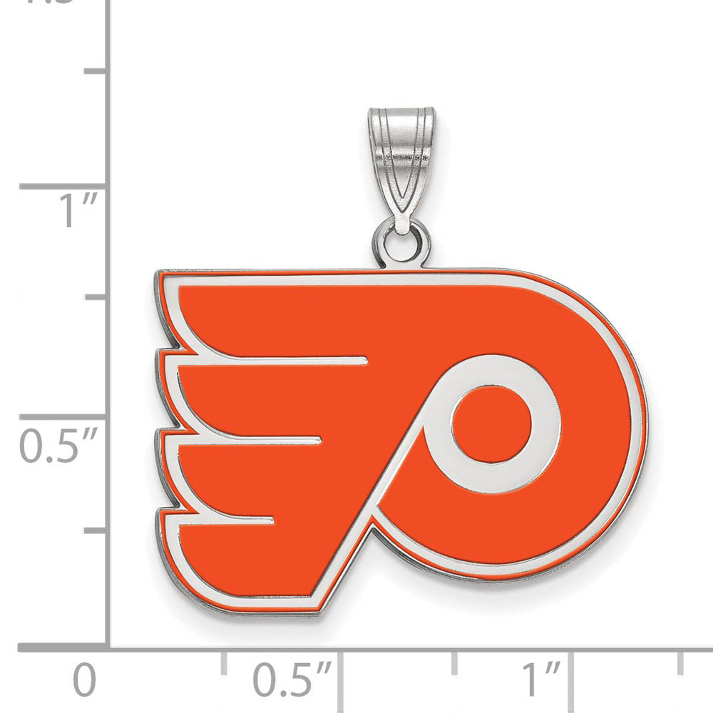 Alternate view of the Sterling Silver NHL Philadelphia Flyers LG Enamel Pendant by The Black Bow Jewelry Co.