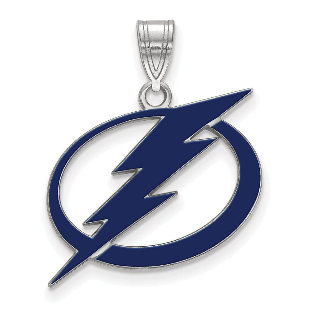 Sterling Silver NHL Tampa Bay Lightning LG Enamel Pendant, Item P30445 by The Black Bow Jewelry Co.