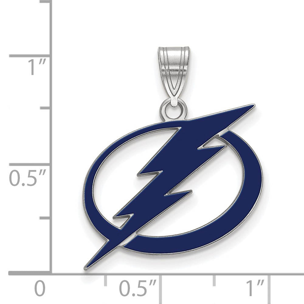 Alternate view of the Sterling Silver NHL Tampa Bay Lightning LG Enamel Pendant by The Black Bow Jewelry Co.