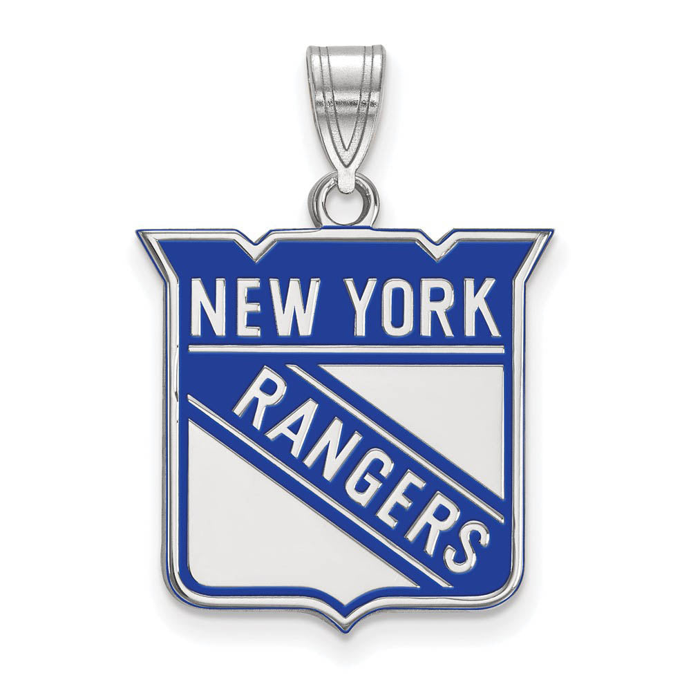 Sterling Silver NHL New York Rangers LG Enamel Pendant, Item P30448 by The Black Bow Jewelry Co.