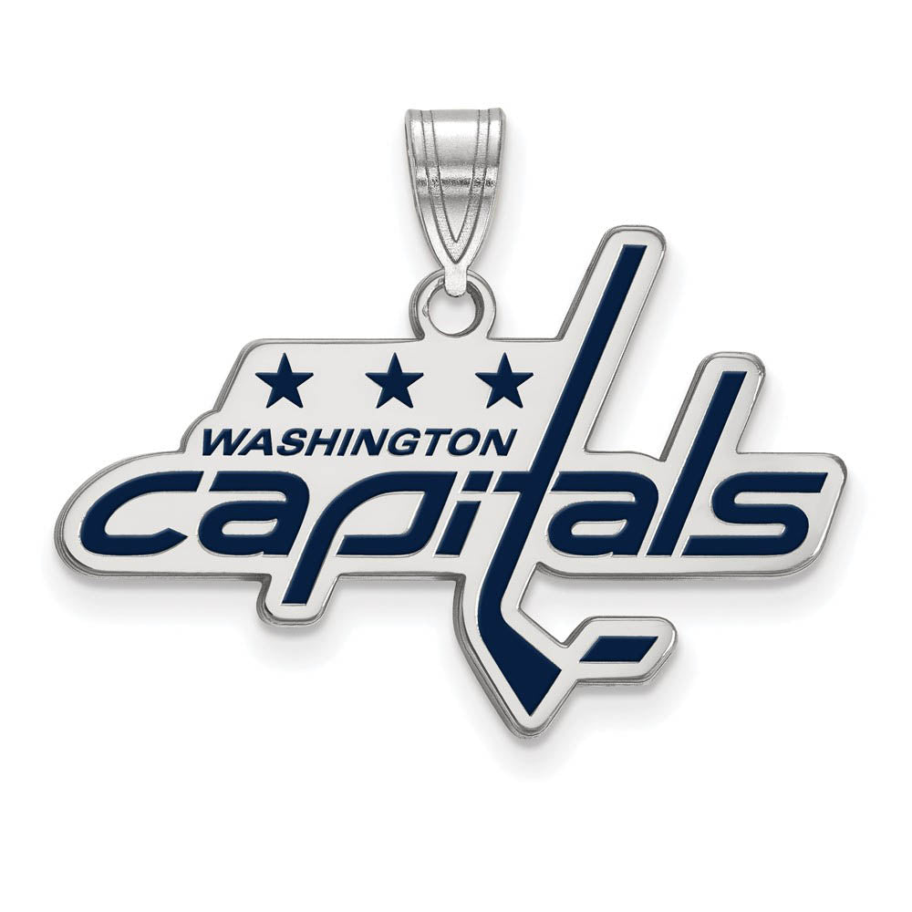 Sterling Silver NHL Washington Capitals LG Enamel Pendant, Item P30452 by The Black Bow Jewelry Co.