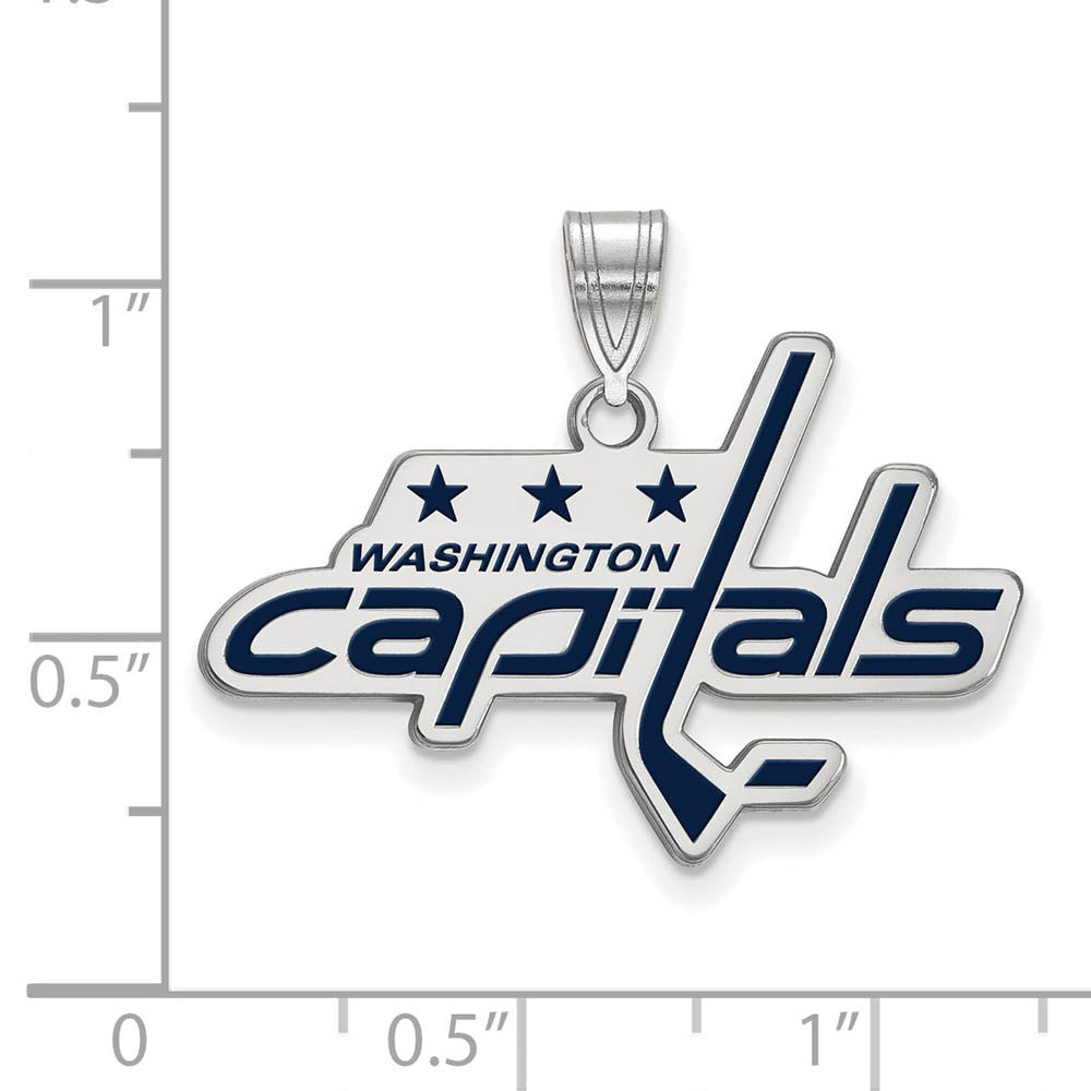 Alternate view of the Sterling Silver NHL Washington Capitals LG Enamel Pendant by The Black Bow Jewelry Co.