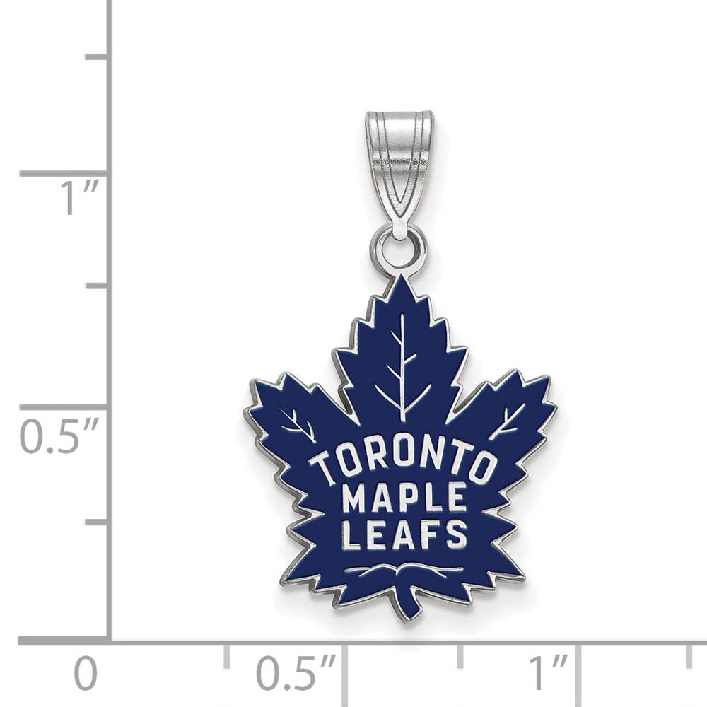 Alternate view of the Sterling Silver NHL Toronto Maple Leafs LG Enamel Pendant by The Black Bow Jewelry Co.